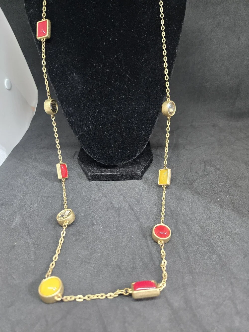 Loft Gold Tone Necklace Multi Color Glass Gems